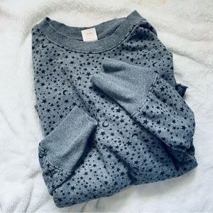 So Soft Moon & Stars Gray Crop Oversized Crew Neck